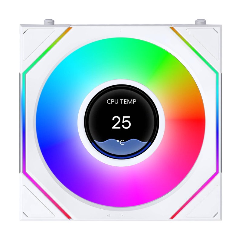 Lian Li UNI FAN SL-INF LCD FLEX Wireless Lüfter, ARGB und LCD - Reverse Blade, 120mm, weiß