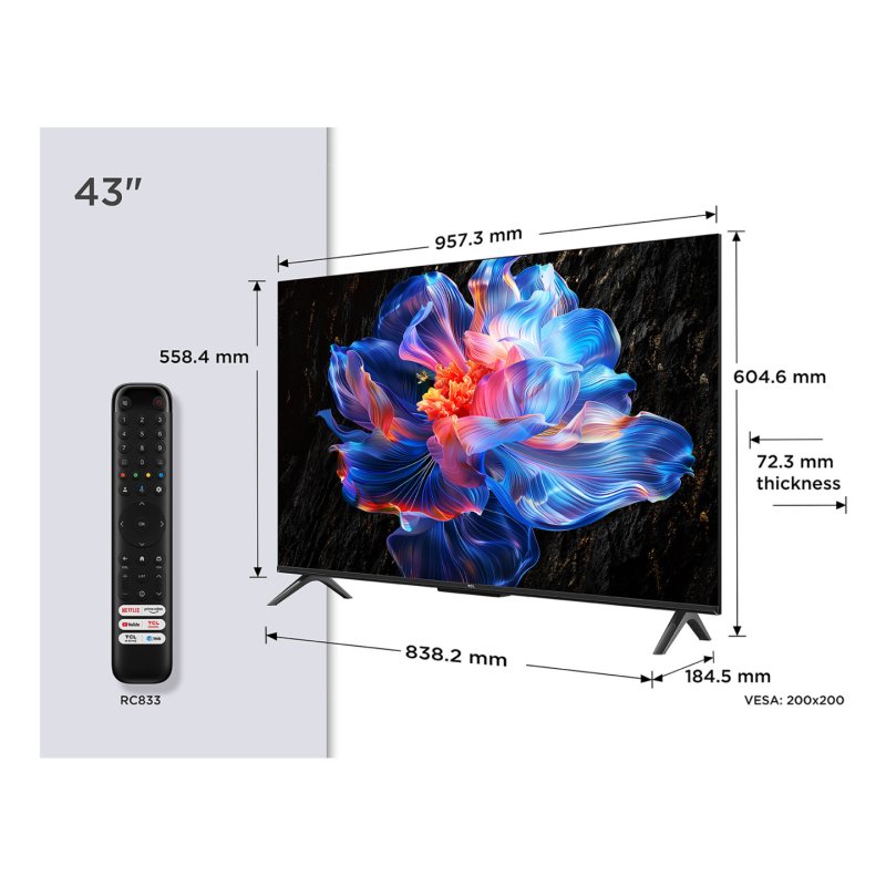 TCL P6K 43P6K TV 109.2 cm (43 ) 4K Ultra HD Smart TV Wi-Fi Metallic