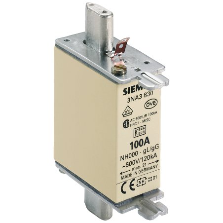Siemens LV HRC fuse NH000 100A gG 500Vac/250Vdc