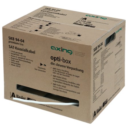 AXING SKB 94-04 Koaxialkabel 3fach 250m Box geschirmt Vodafone Kl.A 10dB Eca