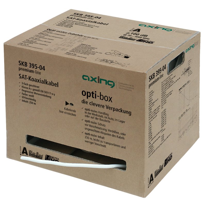 AXING Koaxialkabel 250m wei SKB 395-04 opti-box A 3-fach geschirmt