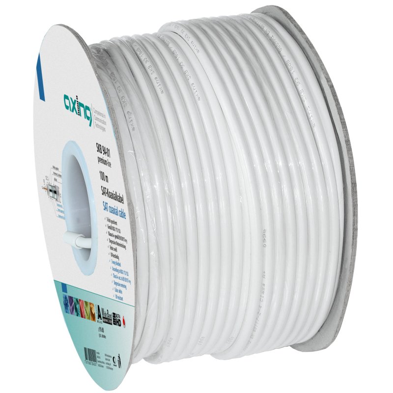 AXING Koaxialkabel 100m Ring SKB 94-01 KDG 1 TS 153 Kl.A 3-fach geschirmt wei