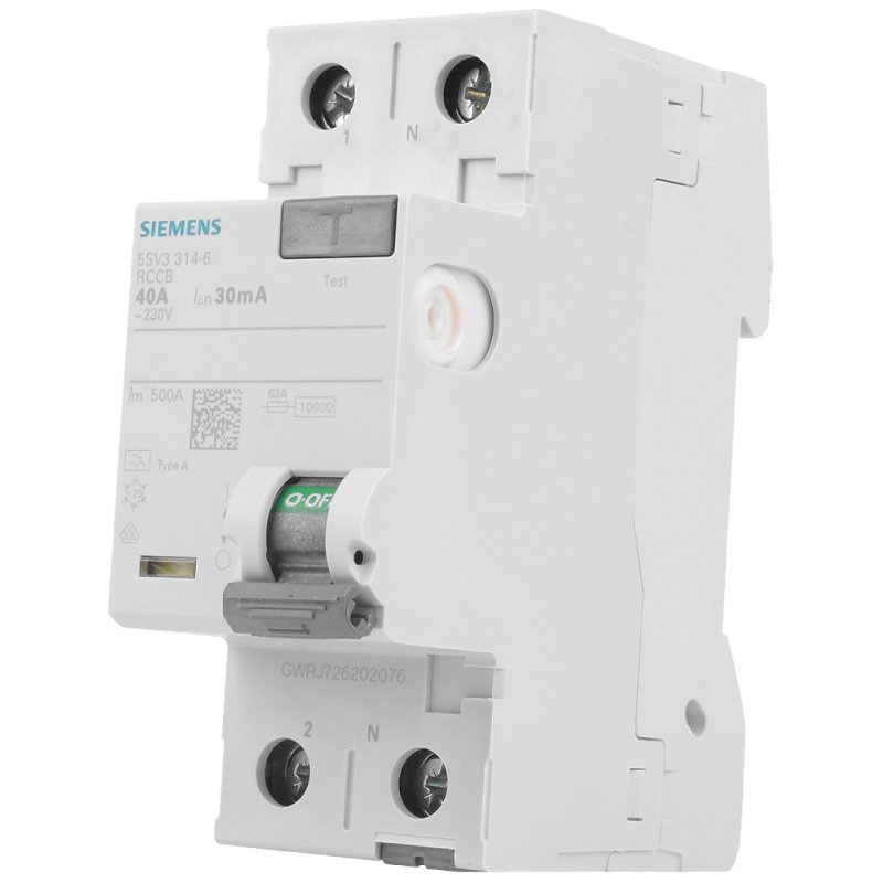 Siemens FI-Schalter 2x40A 5SV33146 Typ A 40A 1 N-pol 30mA 230V 2TE