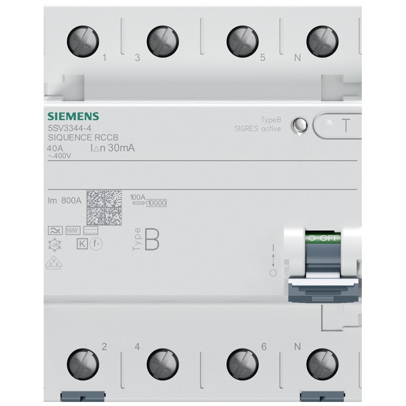 Siemens 5SV33444 FI-Schalter 5SV3344-4 Typ B 40A 3 N-polig 30mA 400V 4TE