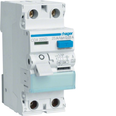 Hager Fi-Schalter 2polig 6kA 25A CDA225D ** 30mA Typ A
