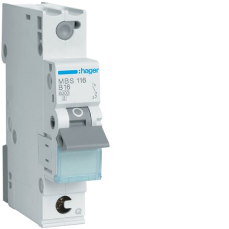 Hager Leitungsschutzschalter MBS116 ** 1polig 6kA B-16A Quick Connect 1M