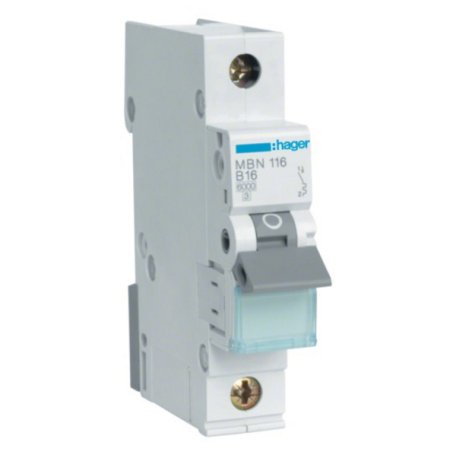 Hager Leitungsschutzschalter MBN116 ** 1polig 6kA B-16A 1M