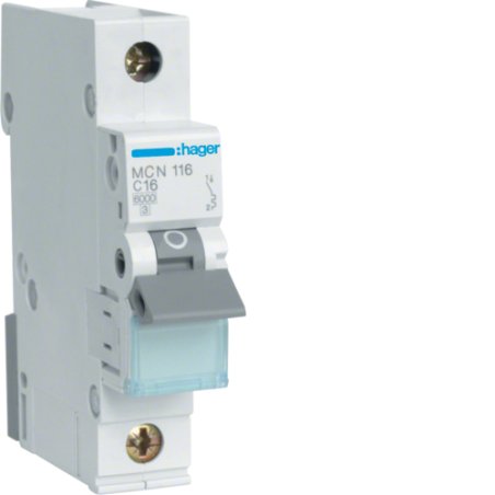 Hager MCN116 circuit breaker Type C 1 1 module(s)
