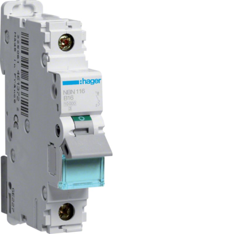 Hager Leitungsschutzschalter NBN116 1polig 10kA/15kA B-16A 1M