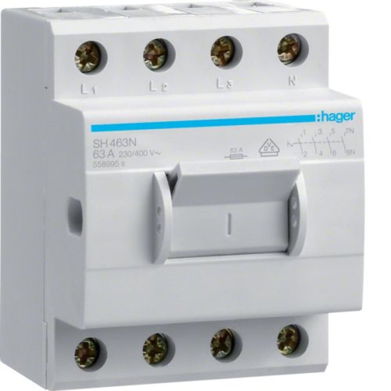 Hager SH463N coupe-circuits Disjoncteur de chaîne 4 3,5 module(s)