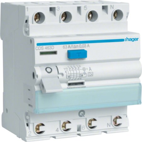 Hager CDS463D circuit breaker Residual-current device Type A 4 module(s)