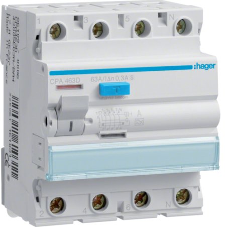 Hager CPA463D circuit breaker Residual-current device Type S 4 module(s)