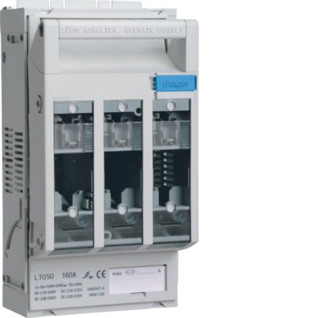 Hager Sicherungslasttrennschalter LT050 NH00 160A Rahmenklemme 95qmm Hutschiene