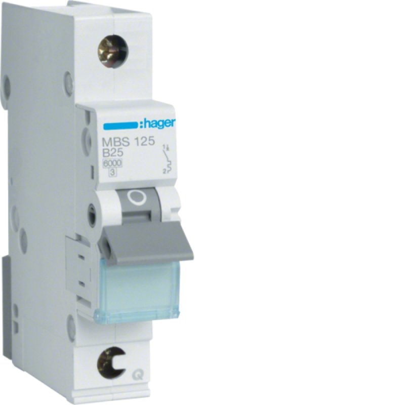 Hager MBS125 circuit breaker Type B 1 1 module(s)