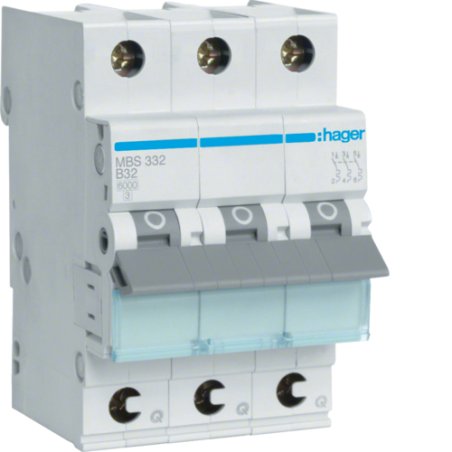 Hager Leitungsschutzschalter MBS332 ** 3polig 6kA B-32A QuickConnect 3M