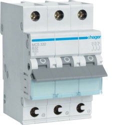 Hager MCS332 circuit breaker Type C 3 3 module(s)