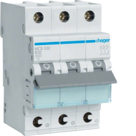 Hager Leitungsschutzschalter MCS332 3polig 6kA C-32A QuickConnect 3M