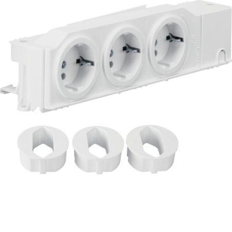 Hager Schuko-Steckdose universal VZ00AS 3fach drehbar geschraubt Hutschienenm.