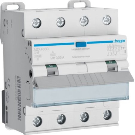 Hager Fi-LS 4P 10kA C-16A 30mA ADX466D Typ A