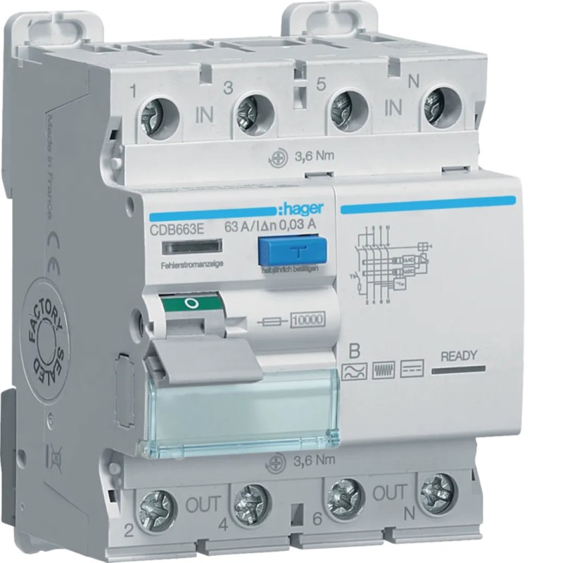 Hager CDB663E circuit breaker Type B 4