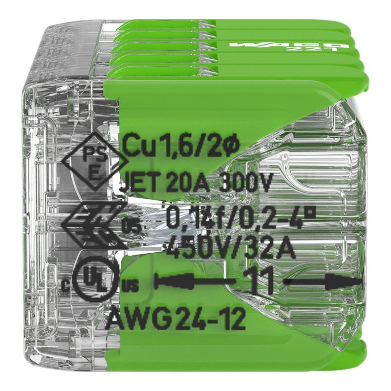 Wago Serie 221 - 10*4mm (15 Stück) Green Range