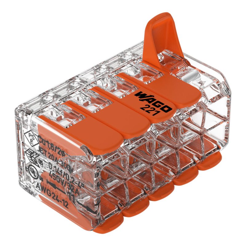 WAGO 221-420 Verbindungsklemme m.Hebeln max.4qmm 10-Leiter transparent