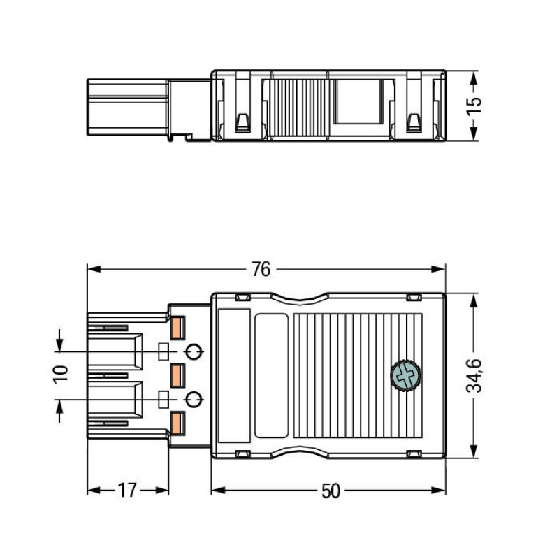 WAGO 770-113 Stecker,mit Zugentlastungsgehuse, 3-polig,schwarz