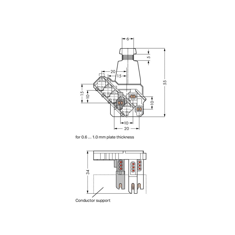 Wago 267-225 connecteur de fils Blanc, Gris
