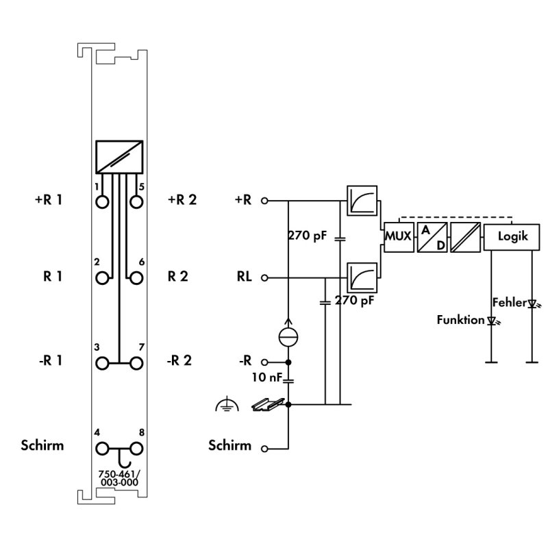 WAGO 750-461/003-000 2-K-Analog-Eingangsklemme 0,08-2,5qmm