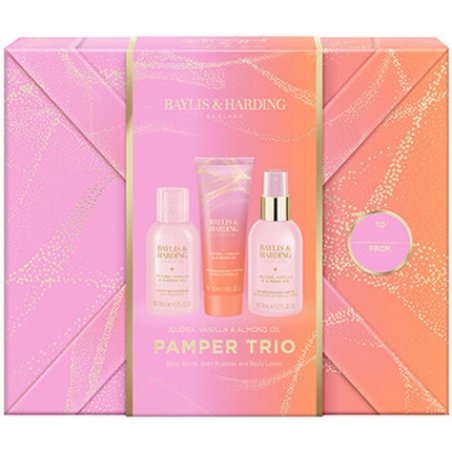 Baylis & Harding Pamper Trio Body Gift Set with Jojoba, Vanilla & Almond Oil