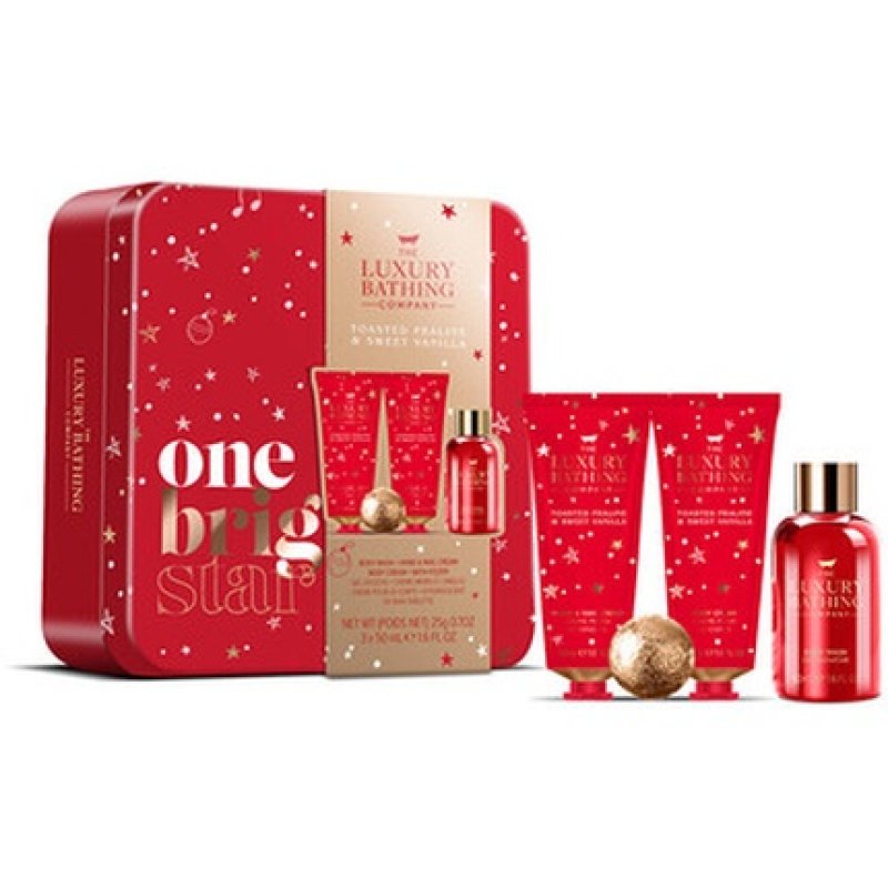The Luxury Bathing Company Gift Set in Tin with Praline and Vanilla