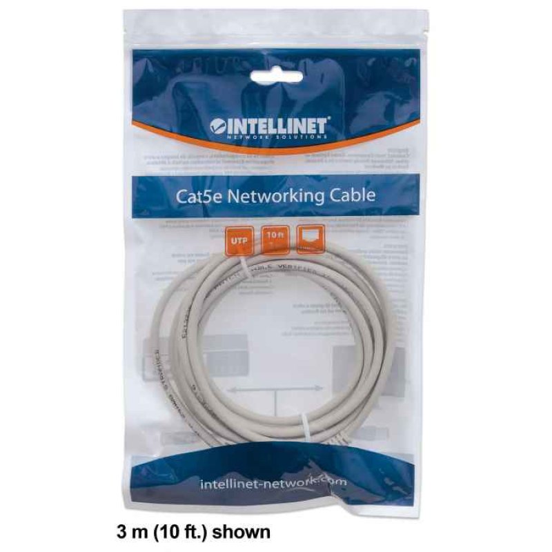 Intellinet Network Patch Cable, Cat6, 1.5m, Grey, CCA, U/UTP, PVC, RJ45, Gold Plated Contacts, Snagless, Booted,