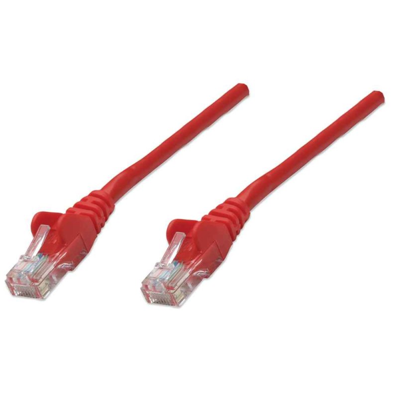 Intellinet Network Patch Cable, Cat6, 0.5m, Red, CCA, U/UTP, PVC, RJ45, Gold Plated Contacts, Snagless, Booted,