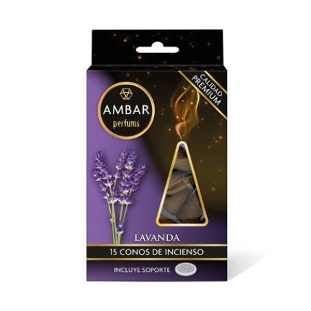 Ambar Lavender Incense Cones with Holder - 15 Cones