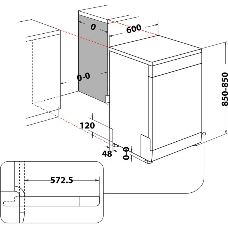 Whirlpool WFO 3T133 P 6.5 X Undercounter 14 place settings