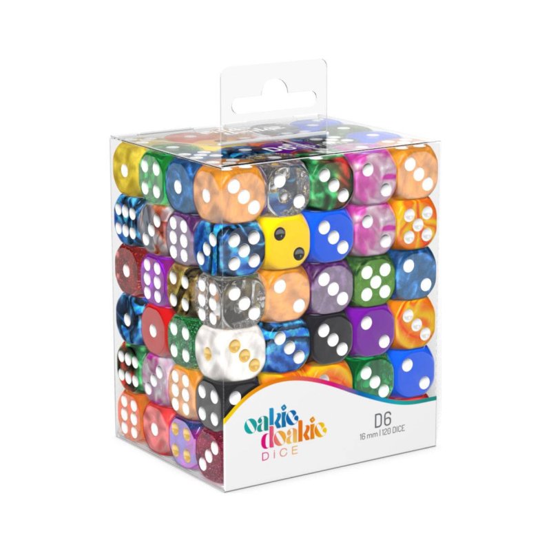 Oakie Doakie Dice D6 Dice Retail Pack 16 mm Mixed (120)