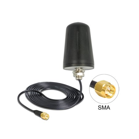 LoRa Antenne 868mHz SMA Stecker 0 dBi omnidirektional (RG-174, 3m) zur Dachmontage outdoor schwarz