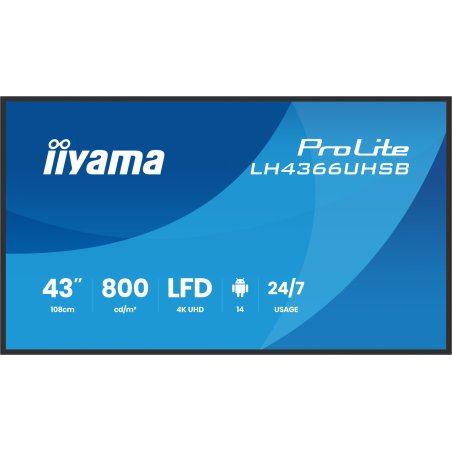 iiyama LH4366UHSB-B1AG Écran d'affichage dynamique Écran plat de signalisation numérique 109,2 cm (43") LCD Wifi 800