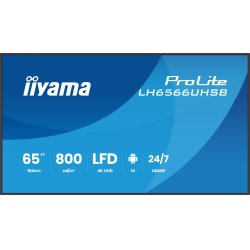iiyama LH6566UHSB-B1AG Signage Display Digital signage flat panel 165.1 cm (65") LCD Wi-Fi 800 cd/m² 4K Ultra HD Black