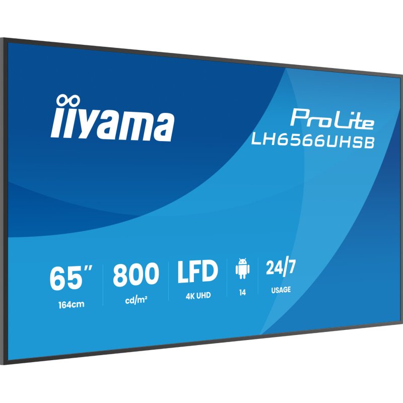 iiyama LH6566UHSB-B1AG Signage Display Digital signage flat panel 165.1 cm (65") LCD Wi-Fi 800 cd/m² 4K Ultra HD Black