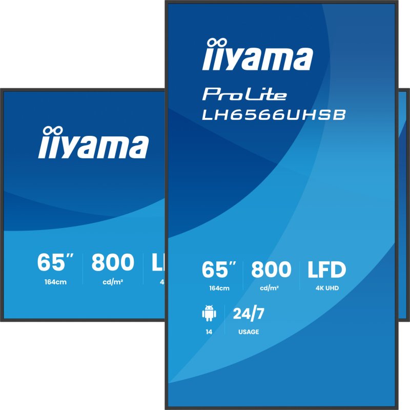 iiyama LH6566UHSB-B1AG Écran d'affichage dynamique Écran plat de signalisation numérique 165,1 cm (65") LCD Wifi 800