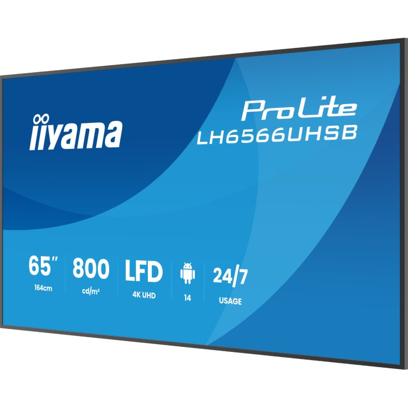 iiyama LH6566UHSB-B1AG Signage Display Digital signage flat panel 165.1 cm (65") LCD Wi-Fi 800 cd/m² 4K Ultra HD Black