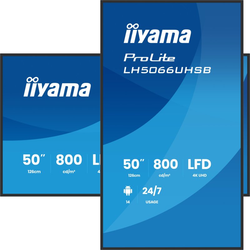 iiyama LH5066UHSB-B1AG Signage Display Digital signage flat panel 127 cm (50") LCD Wi-Fi 800 cd/m² 4K Ultra HD Black