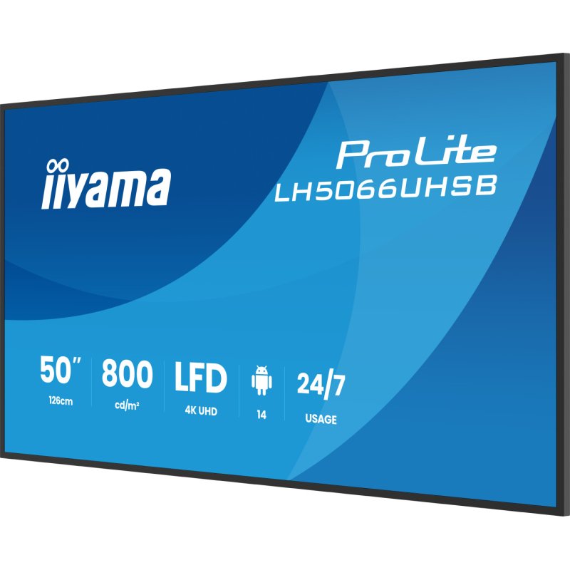 iiyama LH5066UHSB-B1AG Signage Display Digital signage flat panel 127 cm (50") LCD Wi-Fi 800 cd/m² 4K Ultra HD Black