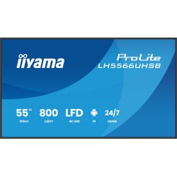 iiyama LH5566UHSB-B1AG Signage Display Digital signage flat panel 139.7 cm (55") LCD Wi-Fi 800 cd/m² 4K Ultra HD Black
