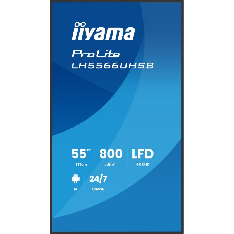 iiyama LH5566UHSB-B1AG Signage Display Digital signage flat panel 139.7 cm (55") LCD Wi-Fi 800 cd/m² 4K Ultra HD Black
