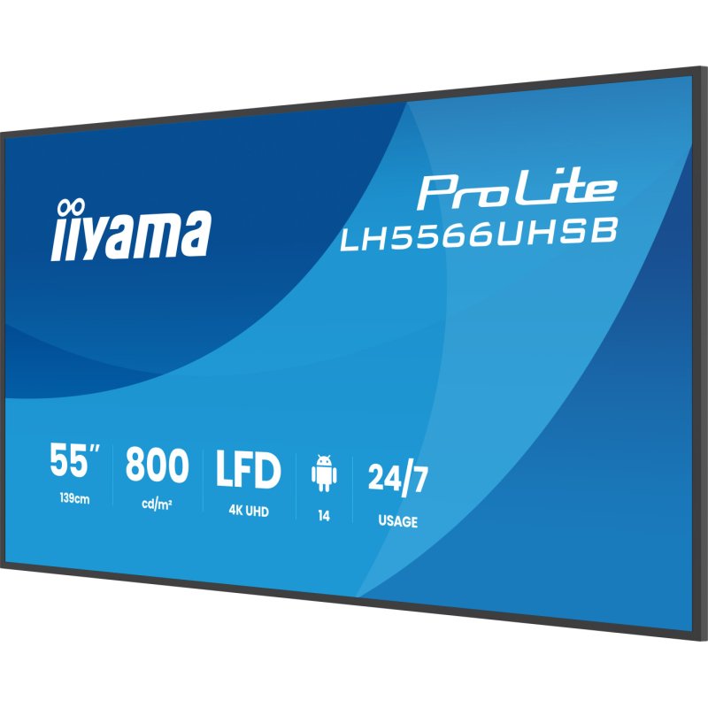 iiyama LH5566UHSB-B1AG Signage Display Digital signage flat panel 139.7 cm (55") LCD Wi-Fi 800 cd/m² 4K Ultra HD Black