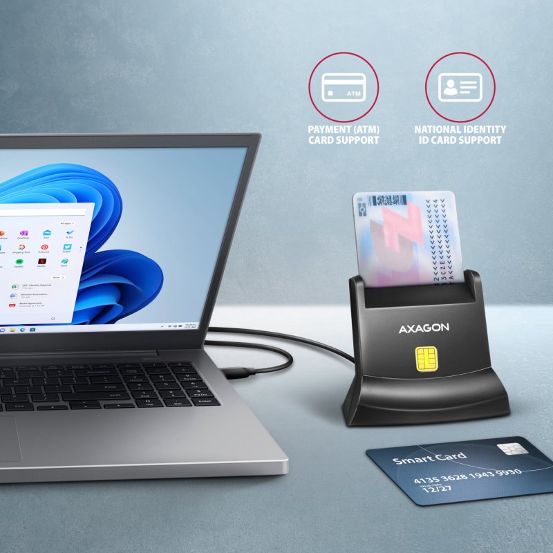 Axagon CRE-SM4NC USB-C Smart card StandReader