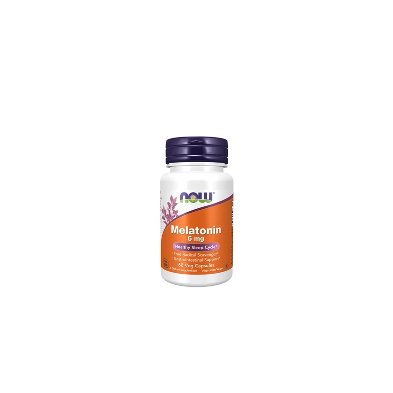 NOW Melatonin 5 mg Sleep Support 60 Vegetarian Capsules