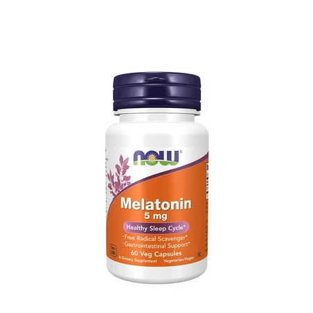 NOW Melatonin 5 mg Sleep Support 60 Vegetarian Capsules